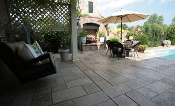 stamped concrete around pool